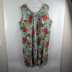 Vintage Anthony Richards Hawaiian Floral Sleeveless Housecoat MuuMuu Plus Size